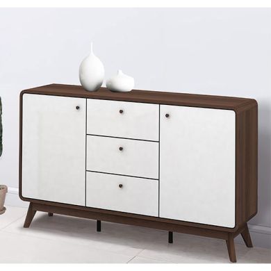 Cassie Wooden Sideboard With 2 Doors And 3 Drawers In Walnut And White