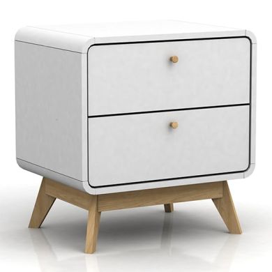 Cassie Wooden Bedside Cabinet With 2 Drawers In White