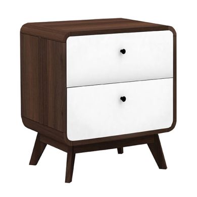 Cassie Wooden Bedside Cabinet With 2 Drawers In Walnut And White