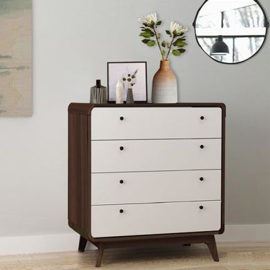 Cassie Wooden Chest Of 4 Drawers In Walnut And White