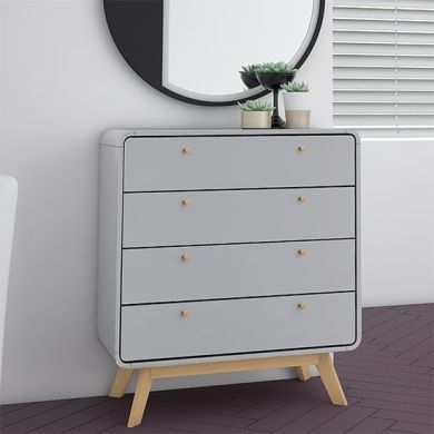 Cassie Wooden Chest Of 4 Drawers In Grey