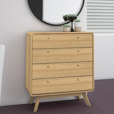 Cassie Wooden Chest Of 4 Drawers In Oak