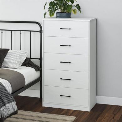 Brez Wooden Chest Of 5 Drawers In White