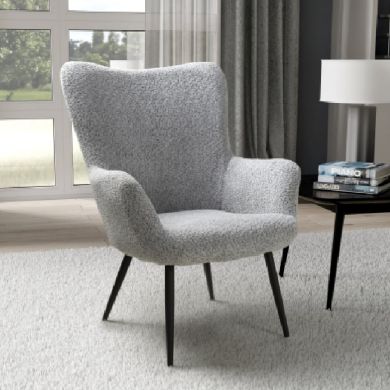 Bordeaux Textured Chenille Effect Fabric Armchair In Grey