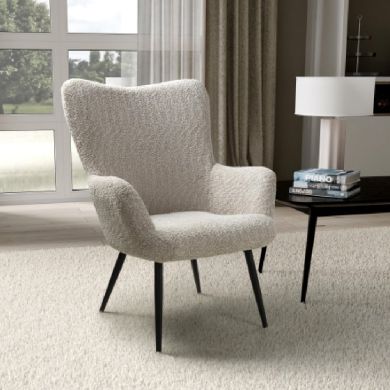 Bordeaux Textured Chenille Effect Fabric Armchair In Mink