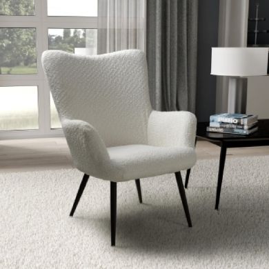 Bordeaux Textured Chenille Effect Fabric Armchair In White