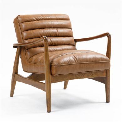 Club Leather Effect Armchair In Tan