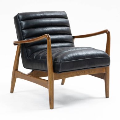 Club Leather Effect Armchair In Dark Navy