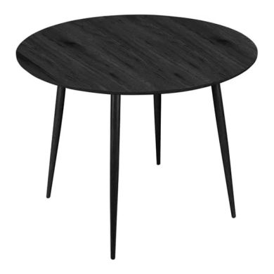 Monza Round Wooden Dining Table In Black