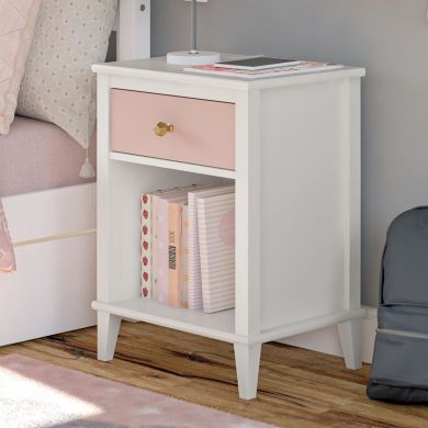 Monarch Hill Poppy Wooden Bedside Cabinet With 1 Drawer In Pink