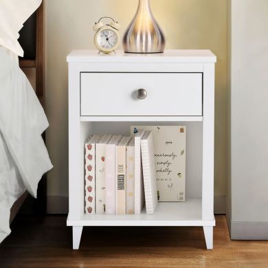 Monarch Hill Poppy Wooden Bedside Cabinet With 1 Drawer In White