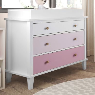 Monarch Hill Poppy Wooden Chest Of 3 Drawers With Changing Table In Pink