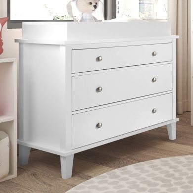 Monarch Hill Poppy Wooden Chest Of 3 Drawers With Changing Table In White