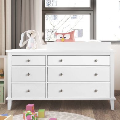 Monarch Hill Poppy Wooden Chest Of 6 Drawers With Changing Table In White