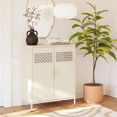 Annie Metal Storage Cabinet With 2 Doors In Deep Parchment