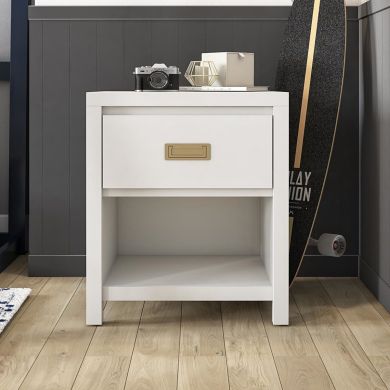 Haven Wooden Bedside Cabinet With 1 Drawer In White
