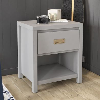 Haven Wooden Bedside Cabinet With 1 Drawer In Grey