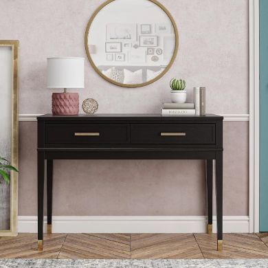 Westerleigh Wooden Console Table With 2 Drawers In Black