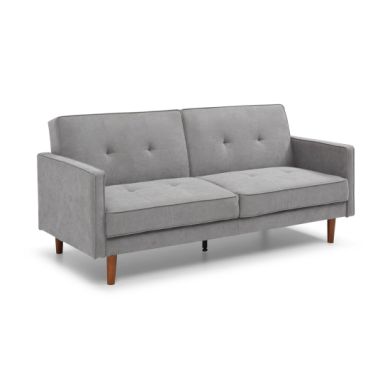 Slumber Linen Effect 3 Seater Sofa Bed In Grey With Wooden Frame