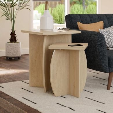 Voler Wooden Nest Of 2 Tables In Light Oak