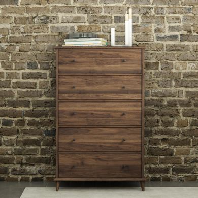 Farnsworth Wooden Chest Of 5 Drawers In Walnut