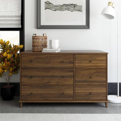 Farnsworth Wooden Chest Of 6 Drawers Wide In Walnut