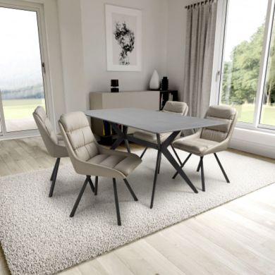 Timor Large Grey Sintered Stone Top Dining Table With 4 Arnhem Cream Chairs