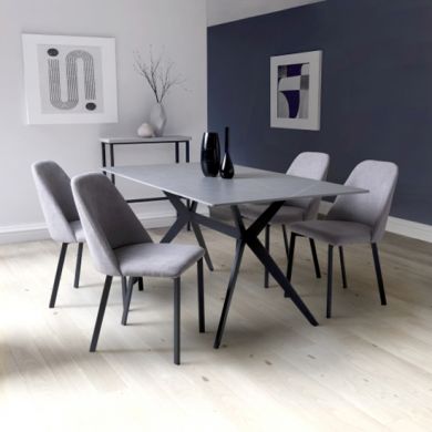 Timor Large Grey Sintered Stone Top Dining Table With 4 Linden Light Grey Chairs