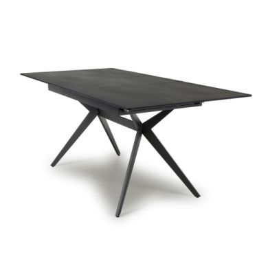 Timor 1800mm Ceramic Top Dining Table In Black With X-Frame Legs