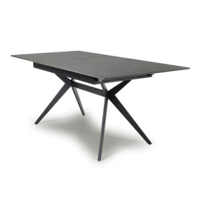 Timor 1800mm Ceramic Top Dining Table In Grey Granite With X-Frame Legs