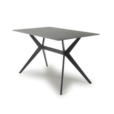Timor 1200mm Ceramic Top Dining Table In Grey Granite With X-Frame Legs