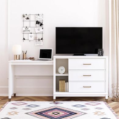 Westerleigh 3 In 1 Wooden TV Stand With 3 Drawers In White