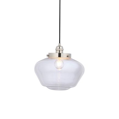 Camberley Clear Glass Shade Ceiling Pendant Light In Polished Nickel