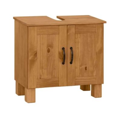 Alby Wooden Bathroom Vanity Unit With 2 Doors In Brown