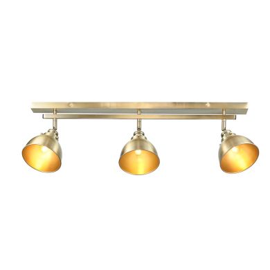 Wyatt 3 Lights Rolled Edge Metal Shade Bar Spotlight In Antique Brass