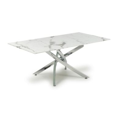 Astoria Glass Top Coffee Table In White With Chrome Legs