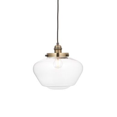 Camberley Clear Glass Shade Ceiling Pendant Light In Antique Brass