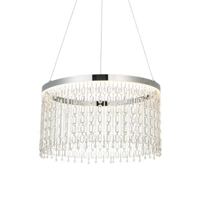 Liliana Cascading Clear Glass Crystals Pendant Light In Polished Chrome