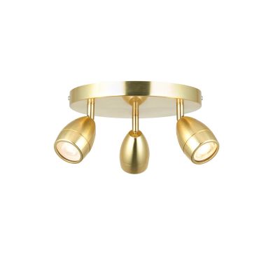 Porto 3 Lights Spotlight In Satin Brass With Clear Glass Diffuser