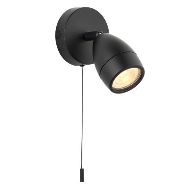 Porto 1 Light Spotlight In Matt Black With Clear Glass Diffuser