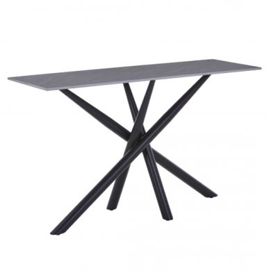 Avesta Ceramic Top Console Table In Grey With Black Metal Legs