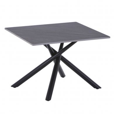 Avesta Ceramic Top End Table In Grey With Black Metal Legs