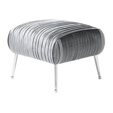 Aaliyah Velvet Upholstered Stool In Charcoal With Chrome Legs