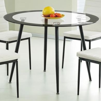 Acodia Round Clear Glass Dining Table With Black Border