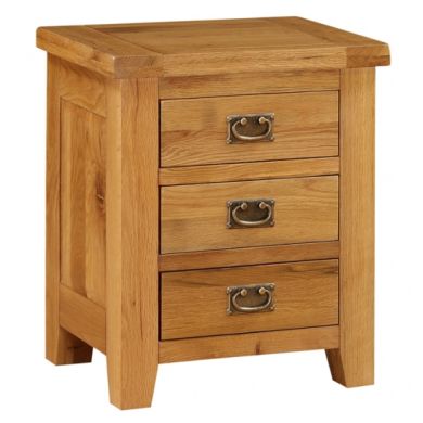 Acorn Wooden Bedside Cabinet In Oak With 3 Drawers