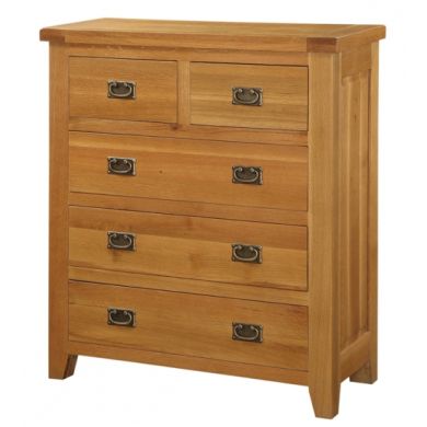 Acorn Wooden Chest Of Drawers In Light Oak With 5 Drawers