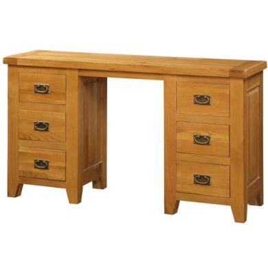 Acorn Wooden Dressing Table In Light Oak With 6 Drawers