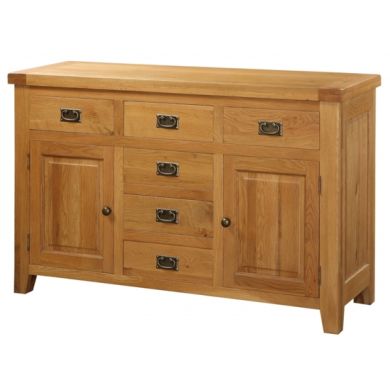 Acorn Wooden Large Sideboard In Light Oak With 2 Doors And 6 Drawers