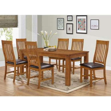 Adderley Wooden Dining Set In Walnut With 6 Chairs