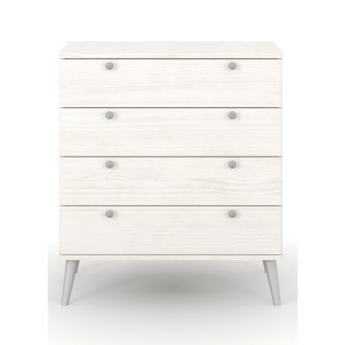 Augusta Curve Wide Wooden Chest Of 4 Drawers In White